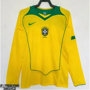 Brazílie 2004 Retro Domácí Dres Dlouhý Rukáv